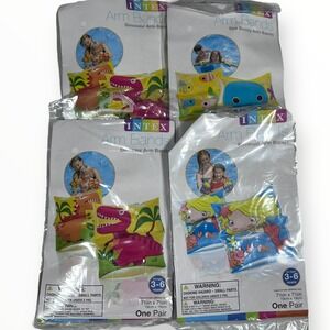 4 Intex Inflatable Water Wings Arm Bands Training Kids 3-6 NIP  Dinosaur Mermaid